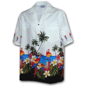 Parrot Island Whitehawaiian Shirt Made In Hawaii - Summer Hawaiian Shirts - Beach Hawaiian Shirtss  - Thelegend59