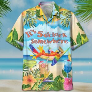 Parrot Its 5 Oclock Somewhere Hawaiian Shirt For Men Women  - Thelegend59