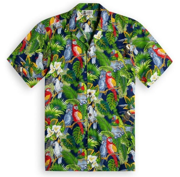 Parrot Legend Navy Hawaiian Shirts At The Hawaiian Shirt Shop  - Thelegend59