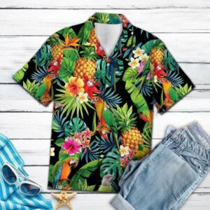 Parrot Pineapple Tropical Hawaiian Aloha Hawaiian Shirtss  - Thelegend59