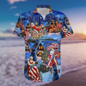 Patriotic Santa Claus Hawaiian Shirts  - Thelegend59