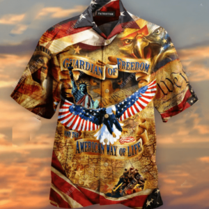 Patriotism Eagle Guardian Of Freedom Hawaiian Aloha Hawaiian Shirts For Men Women  - Thelegend59