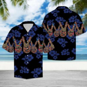 Peace Hsign Blue Amazing Design Hawaiian Shirt For Men Women  - Thelegend59