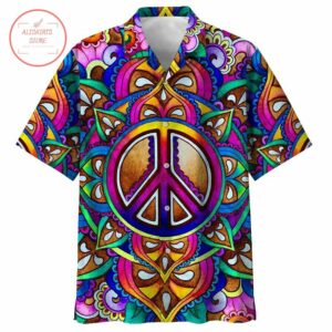 Peace Sign Clip Art Trippy Psychedelic Hawaiian Shirt  - Thelegend59