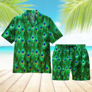 Peacock Hawaiian Shirt Set For Men Women  - Thelegend59