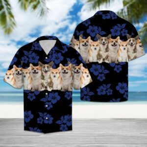 Pembroke Welsh Corgi Blue Unique Design Hawaiian Shirt For Men Women  - Thelegend59