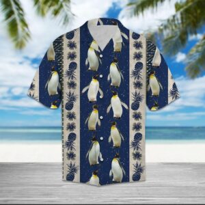 Penguin Pineapple Hibiscus Pattern Blue Best Design Hawaiian Shirt For Men Women  - Thelegend59