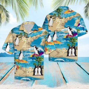 Penguin Summer Vacation Blue Amazing Design Hawaiian Shirt For Men Women  - Thelegend59