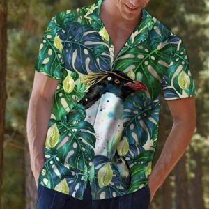 Penguin Tropical Leaves Green Unique Design Hawaiian Shirt For Men Women  - Thelegend59