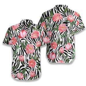 Peony Zebra Watercolor Painting Art Hawaiian Shirt  - Thelegend59