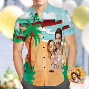 Personalised Photo Hawaiian Shirt Custom Coconut Beach Wedding Hawaiian Shirt  - Thelegend59