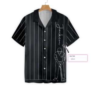 Personalized Back And White Golfer Hawaiian Aloha Hawaiian Shirtss Custom Name  - Thelegend59