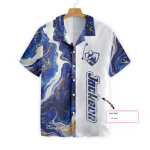 Personalized Blue Marble And Gold Golfaholic Hawaiian Aloha Hawaiian Shirtss  - Thelegend59