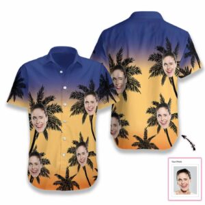 Personalized Custom Face Palm Tree Hawaiian Aloha Hawaiian Shirtss  - Thelegend59