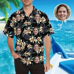 Personalized Custom Face Photo Dark Hawaiian Aloha Hawaiian Shirtss  - Thelegend59