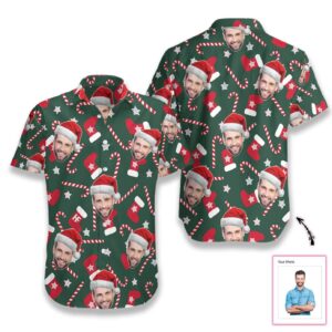 Personalized Custom Face Wear Santa Hat Christmas Hawaiian Aloha Hawaiian Shirtss  - Thelegend59