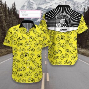 Personalized Cycling Life Behind Bars Yellow Pattern Hawaiian Aloha Hawaiian Shirtss  - Thelegend59