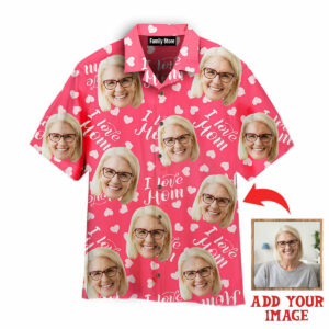 Personalized Face Love Mom Pink Seamless Hawaiian Shirt - For Men And Women - Kids  - Thelegend59