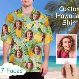 Personalized Face Pineapple Summer Vacation Unisex Hawaiian Shirts  - Thelegend59