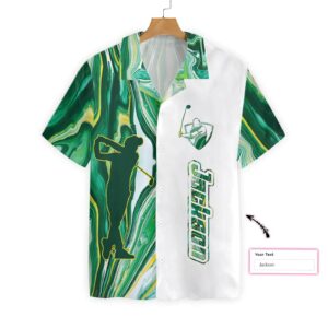 Personalized Green Fluid Art Golf Hawaiian Aloha Hawaiian Shirtss Custom Name  - Thelegend59