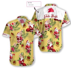 Personalized Merry Christmas Santa Claus Hawaiian Aloha Hawaiian Shirtss Custom Name  - Thelegend59