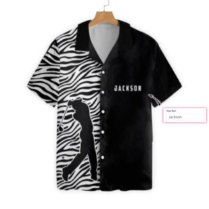 Personalized Name Golfer Zebra Pattern Hawaiian Aloha Hawaiian Shirtss  - Thelegend59