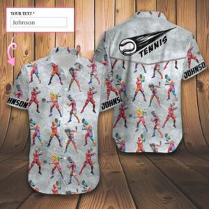 Personalized Name Tennis Pattern Colorful Hawaiian Aloha Hawaiian Shirtss  - Thelegend59