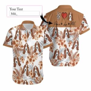 Personalized Peace Love Basset Hound Dog Custom Hawaiian Aloha Hawaiian Shirtss  - Thelegend59