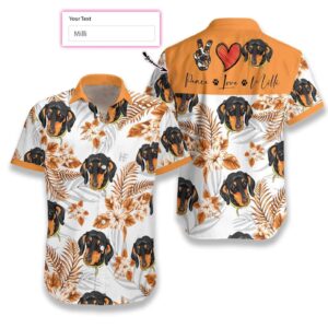 Personalized Peace Love Dachshund Custom Hawaiian Aloha Hawaiian Shirtss  - Thelegend59
