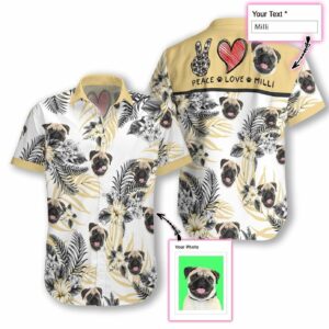 Personalized Peace Love Dog Custom Hawaiian Aloha Hawaiian Shirtss  - Thelegend59