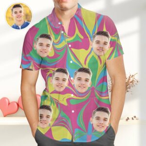 Personalized Photo Hawaiian Shirt Colorful Short Sleeve Hawaiian Shirt  - Thelegend59