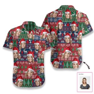 Personalized Santa Claus Ugly Christmas Hawaiian Aloha Hawaiian Shirtss Custom Face  - Thelegend59