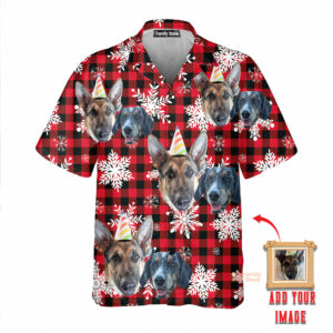 (Photo Inserted) Custom Dog On Retro Winter Buffalo Plaid Hawaiian Shirt - For Men And Women - Kids  - Thelegend59