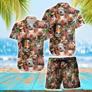 Pigs Playn The Farm Gift For Farmer Hawaiian Shirts Or Shorts  - Thelegend59