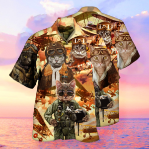 Pilot Cats Hawaiian Shirt For Men Women  - Thelegend59