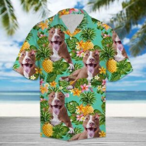 Pineapple American Pit Bull Terrier  Colorful Unique Design Unisex Hawaiian Shirt  - Thelegend59