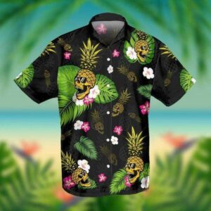 Pineapple Hawaiian Shirtskull Tropical Hawaiian Aloha Hawaiian Shirts  - Thelegend59