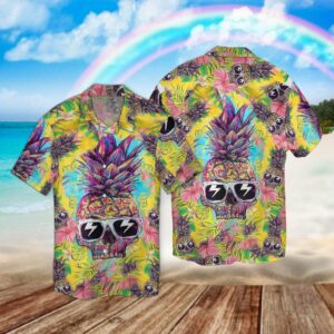 Pineapple Skull Hawaiian Shirt For Men Women  - Thelegend59