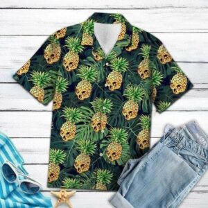 Pineapple Skull Summer Vibe Tropical Hawaiian Aloha Hawaiian Shirtss  - Thelegend59