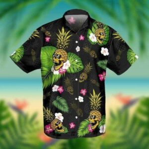 Pineapple Skull Tropical Hawaiian Aloha Hawaiian Shirtss  - Thelegend59