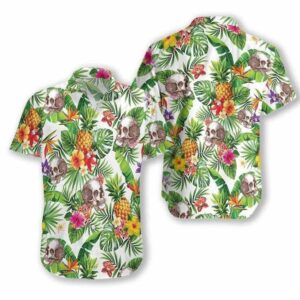 Pineapple Skull Tropical Unisex Hawaiian Shirts  - Thelegend59