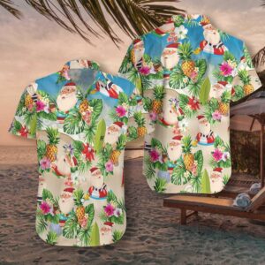 Pineapple Summer Santa Claus Hawaiian Shirt For Men Women  - Thelegend59