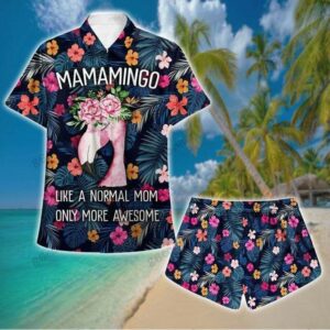 Pink Flamingo Mamamingo Beach Hawaiian Shirt Set Hawaiian Shirt For Men Hawaiian Shirt For Women  - Thelegend59