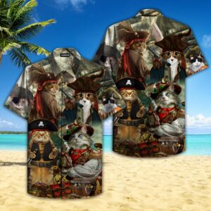 Pirate Captain Cat Hawaiian Shirt For Men Women  - Thelegend59