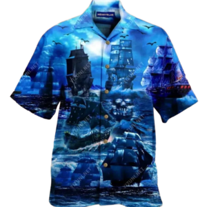 Pirate Ship Under The Romantic Moonlight Blue Best Design Hawaiian Shirt For Men Women  - Thelegend59
