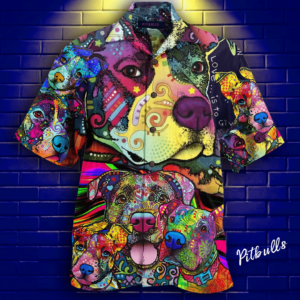 Pit Bull Colorful Unisex Hawaiian Aloha Hawaiian Shirtss  - Thelegend59