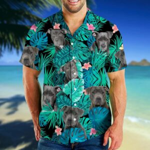 Pitbull Hibiscus Tropical Green Amazing Design Hawaiian Shirt For Men Women  - Thelegend59