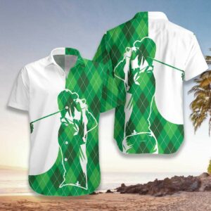 Plaid Golfers Silhouette Hawaiian Shirt For Men Women  - Thelegend59