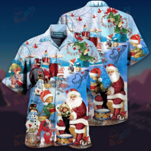 Playing Drums On Christmas Hawaiian Shirt For Men Women  - Thelegend59
