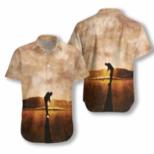 Playing Golf At Sunset Hawaiian Shirt  - Thelegend59